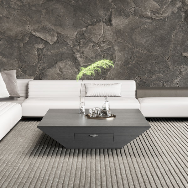 Latitude Run® Jecoa Modern Square Drum Coffee Table, Minimalist Wood